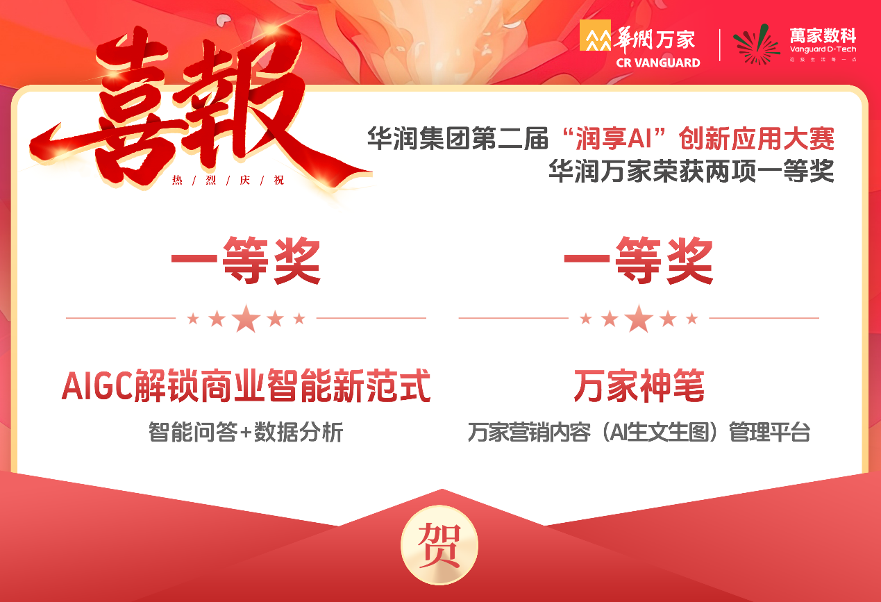 华润万家荣获华润集团第二届“润享AI”创新应用大赛两项一等奖